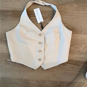 Christian Lacroix Women's Halter Neck Blazer Vest cream color